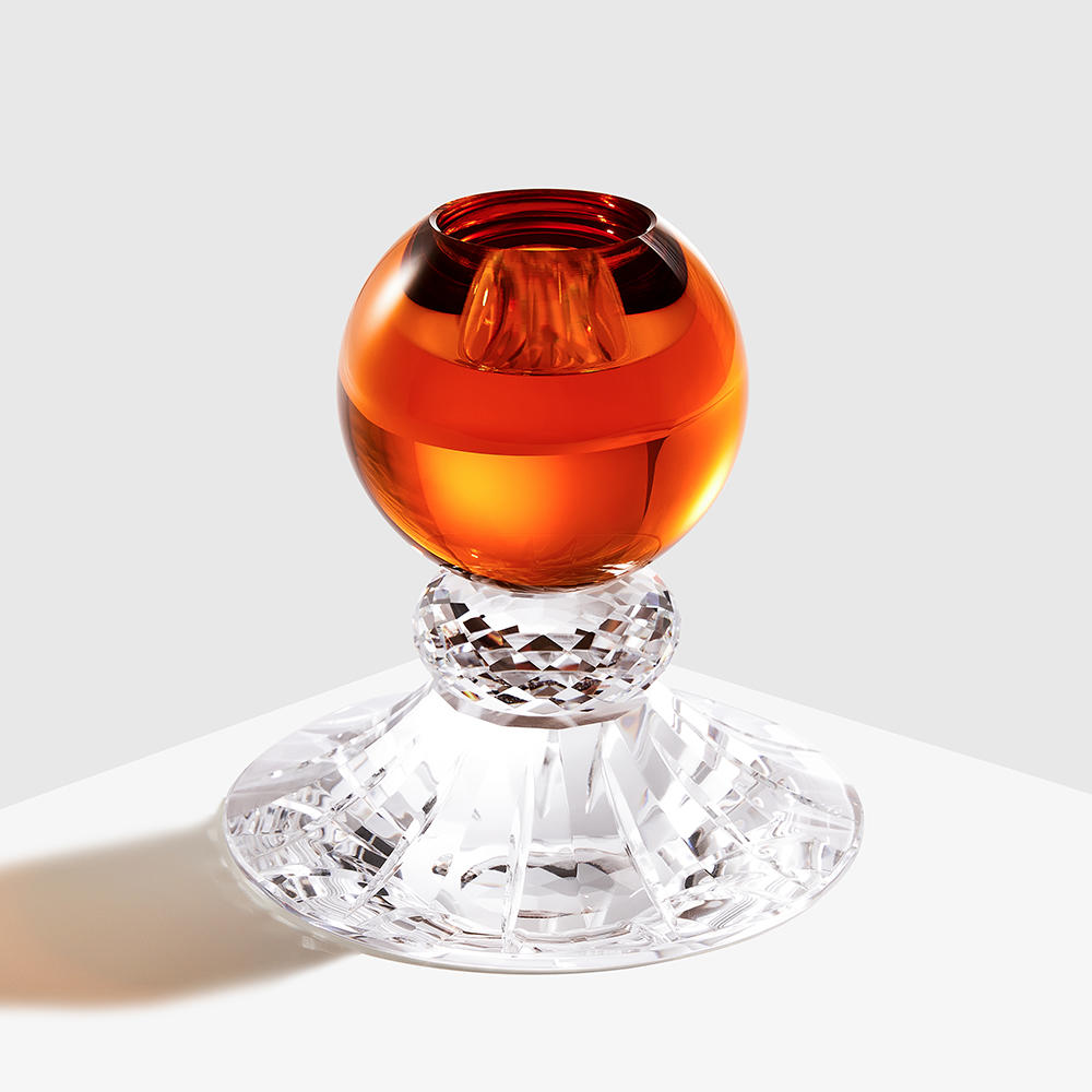 Amber crystal ball candle holder