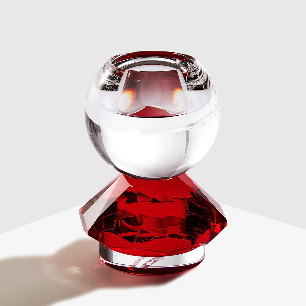 Clear ball red diamond crystal candle holder