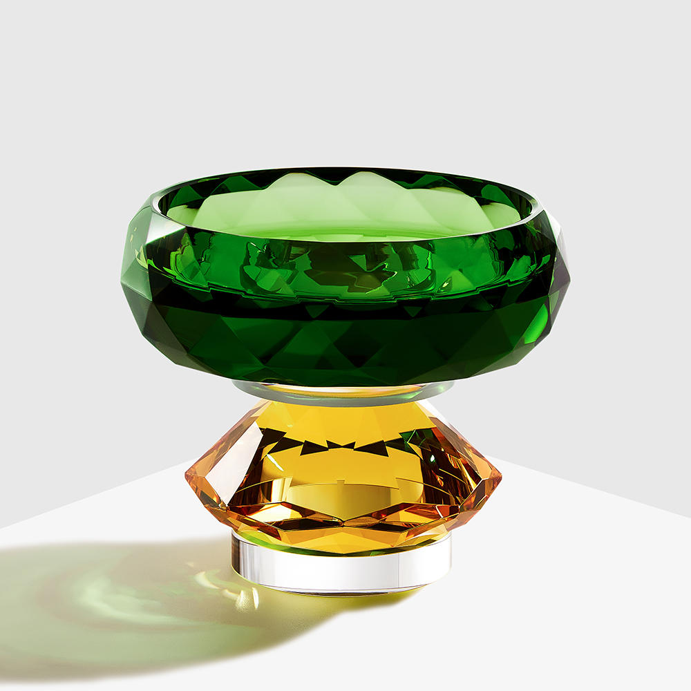  Green votive crystal candle holder