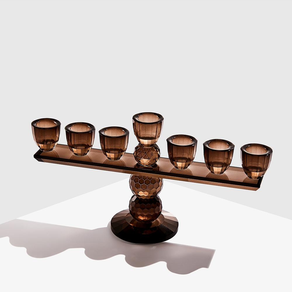  7-Heads brown crystal candle holder
