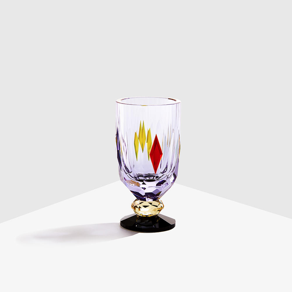 Small colorful three-dimensional engraved crystal white wine glass