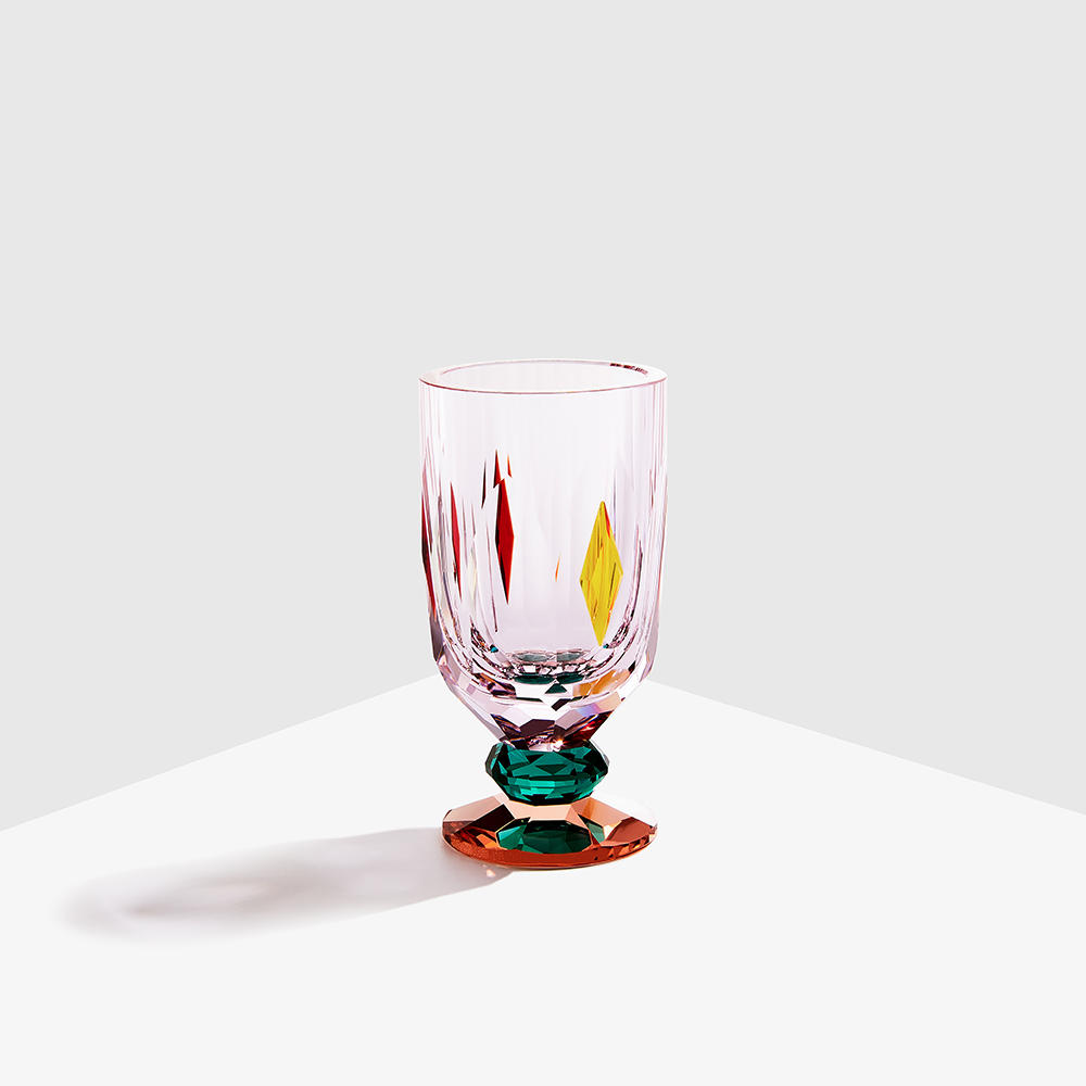 Small colored crystal white wine glass