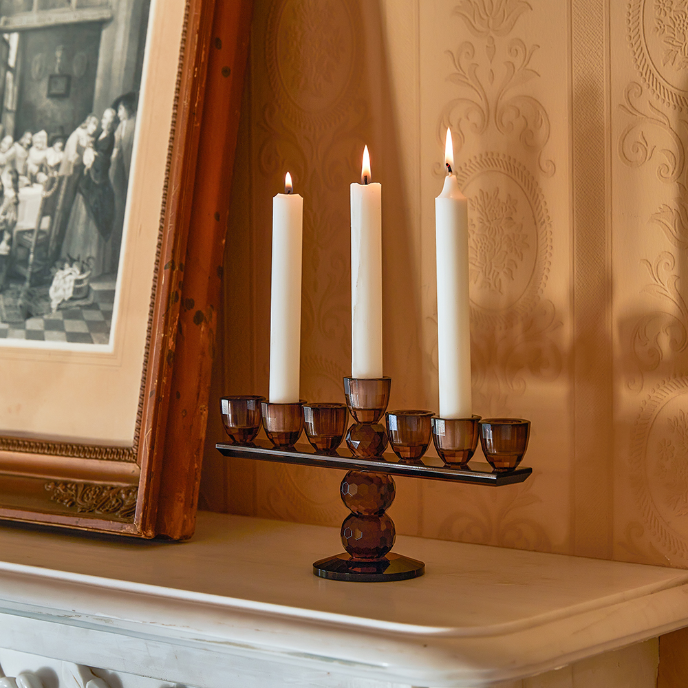  7-Heads brown crystal candle holder