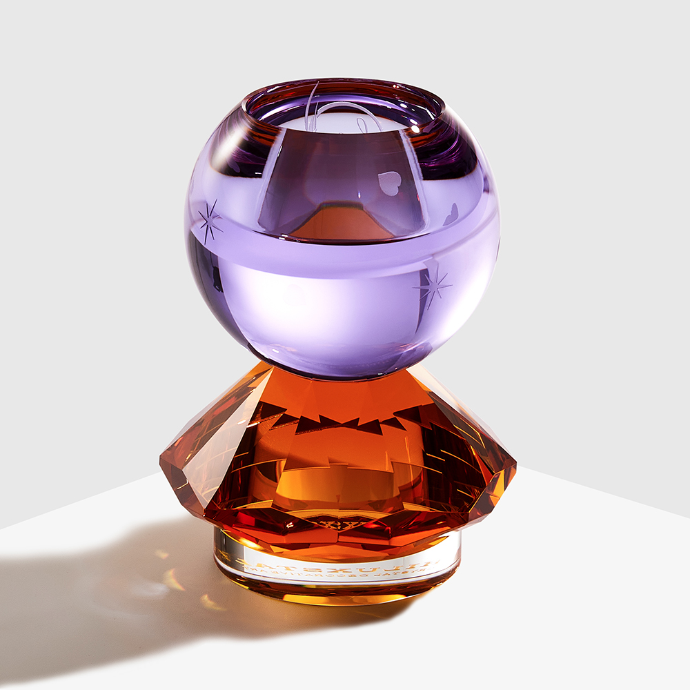 Purple ball amber diamond crystal candle holder