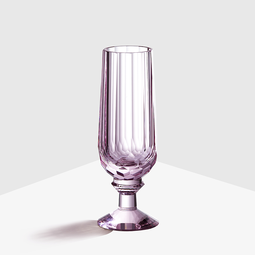 Slim pink crystal champagne glasses