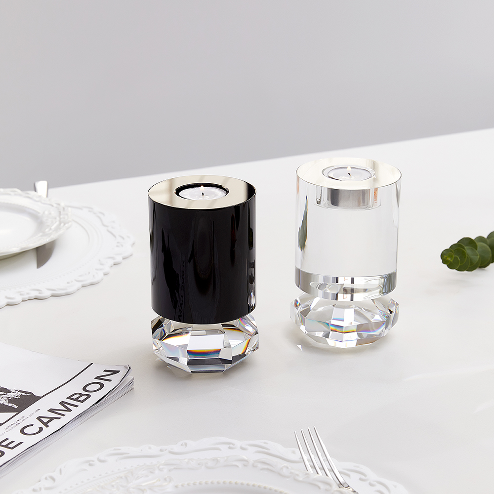 Cylindrical black candle holder