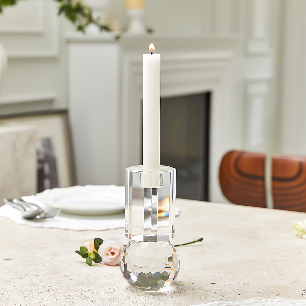 Transparent crystal candle holder 