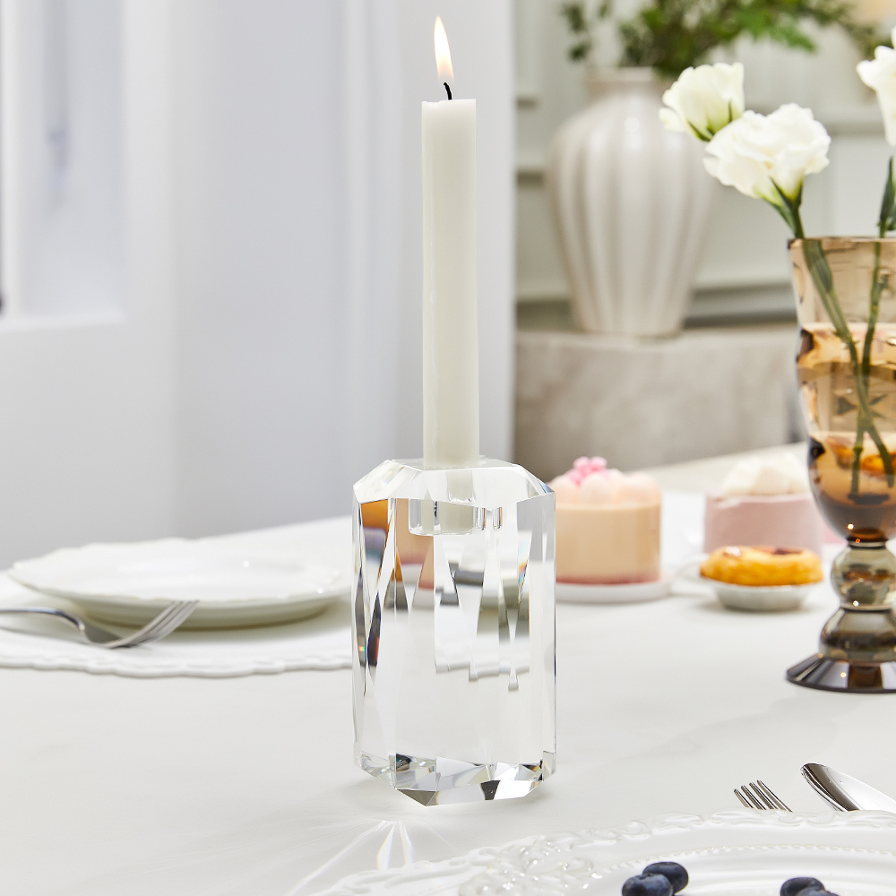 Clear crystal candle holder without base