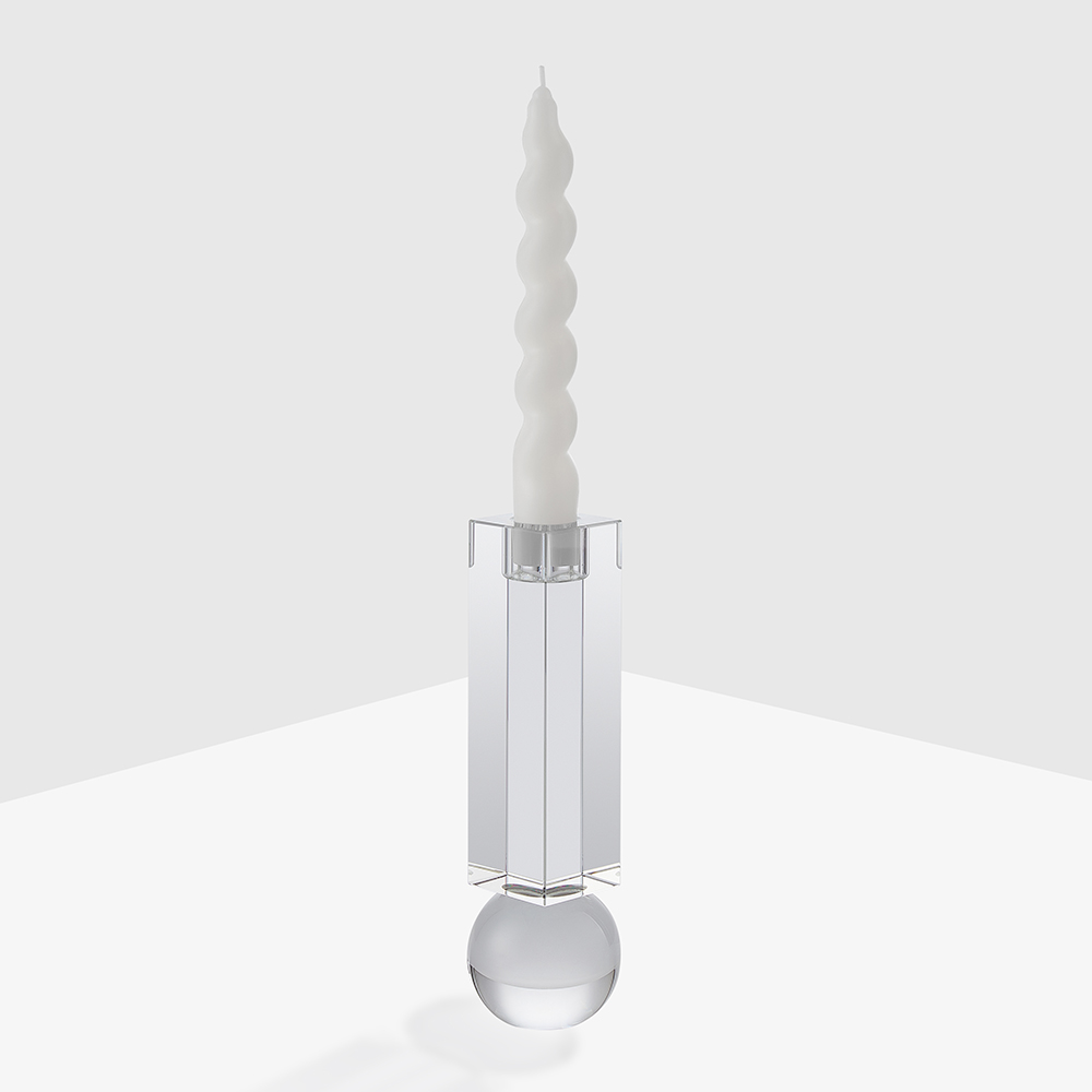 Irregular cylindrical crystal candle holder 
